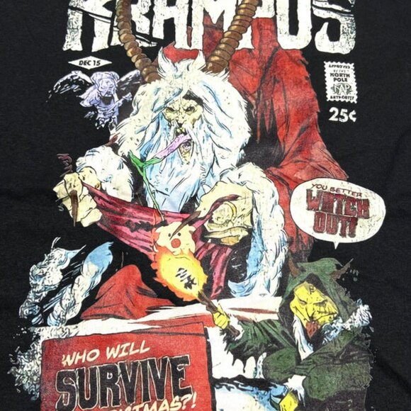 Krampus "Who Will Survive Christmas?" Adult Medium NOS T-Shirt - Picture 3 of 6